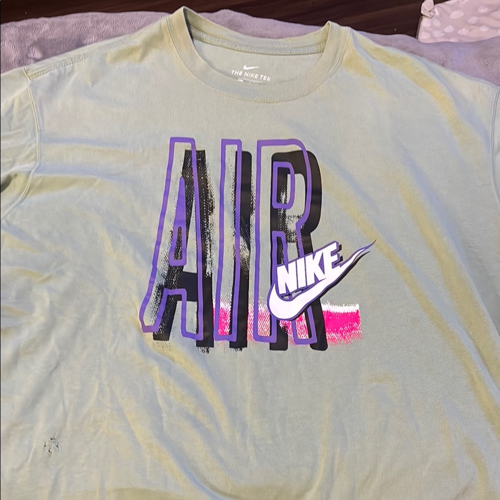 Nike Air Short Sleeve Tee - Green with Pink purple and Black Accents